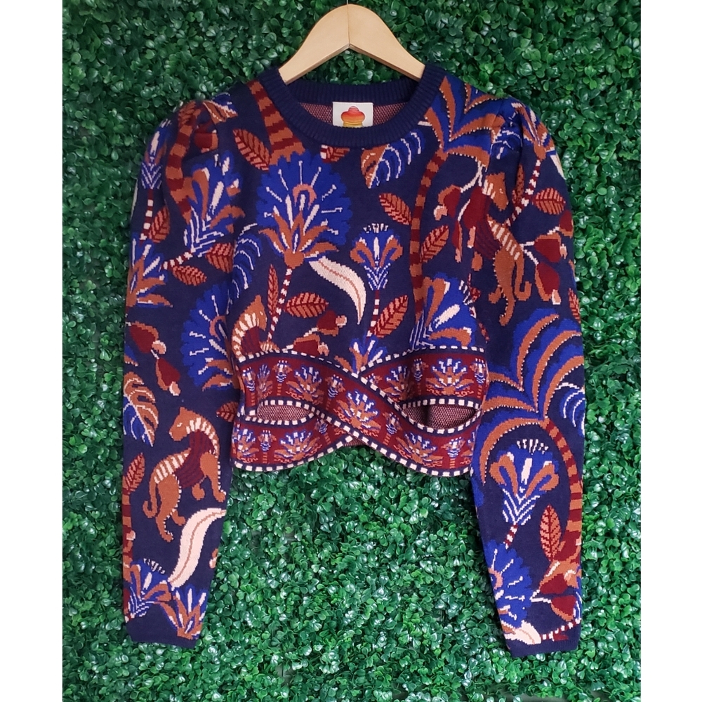 Farm Rio Nature Beauty Knit Crop Top Sweater - Picture 7 of 12
